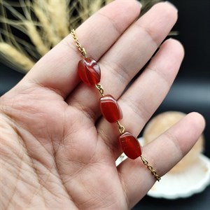 دستبند دستساز عقیق سرخ اصل معدنی کد 1106