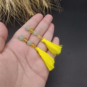 مهره های سنگ سیترین و اونتورین جذب ثروت و شانس کیف پول اصل معدنی کد 9116