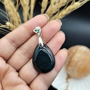 گردنبند نقره سنگ خون اصل معدنی کد 8766 