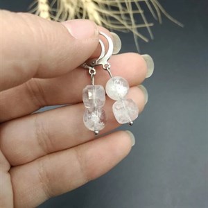 گوشواره کوارتز کریستال اصل معدنی کد 8625