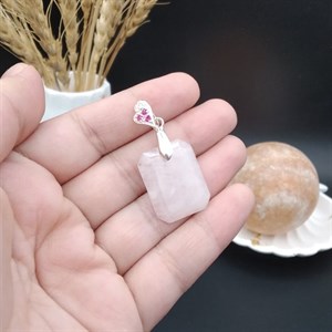 گردنبند نقره رزکوارتز اصل معدنی کد 8710 