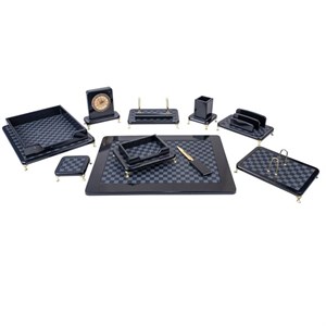 ست رومیزی مدیریتی چوب و چرم پایه دار 10 تکه قائم کد 910P