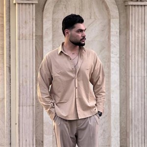پیراهن مردانه آستین بلند لینن ساده