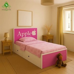 تخت خواب یک و نیم نفره دخترانه مدل اپل عرض 120 با کشو بدون تشک مبلمان آپادانا مدل 603687