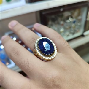 انگشتر نقره باسنگ یاقوت کبود  کد 6076