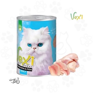 کنسرو پته ای گربه بالغ وکسی طعم مرغ و ماهی ۴۰۰ گرمی
