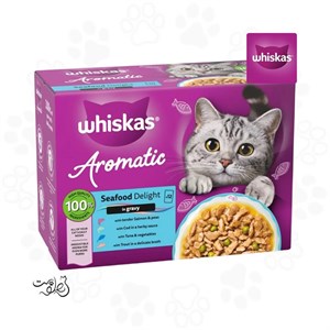 پوچ گربه ویسکاس با طعم ماهی کاد و سبزیجات در سس ۸۵ گرم Whiskas