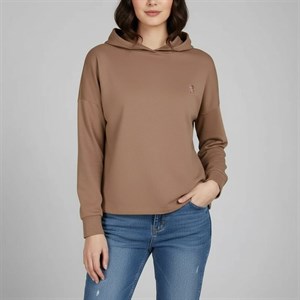 هودی زنانه ساده پنبه‌ای نسکافه‌ای کد 7566