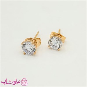 گوشواره دخترانه میخی ژوپینگ طلایی سفید کد 1691