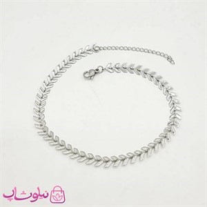پابند زنانه استیل مدل گندم نقره ای کد 691