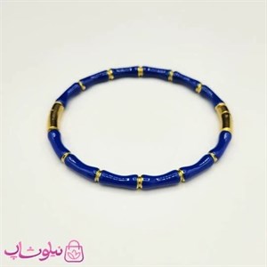 دستبند زنانه استیل مدل بامبو (استخوانی) آبی کد 197