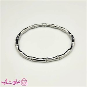 دستبند زنانه استیل مدل بامبو (استخوانی) نقره ای رنگ قطر 60 میل کد 230