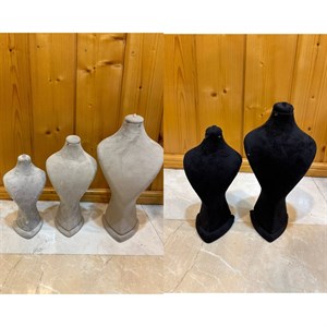 مانکن زیورآلات جنس مخملی طوسی و مشکی