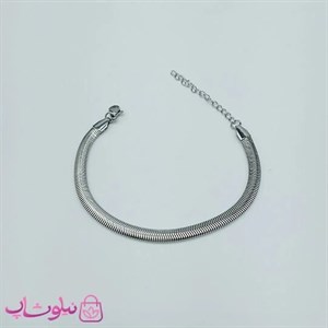 دستبند هرینگبون نقره ای رنگ مدل نرم عرض 8 میل کد 941
