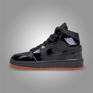 نایک ایر جردن وان ساق‌دار مشکی ورنی قرمز زنانه (Nike Air Jordan 1 Red Black) کد 2341
