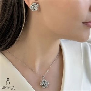 نیم ست جواهر طرح گل