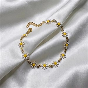 دستبند گل بابونه استیل طلایی