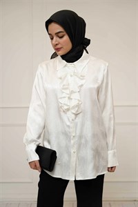 شومیز ژاکارد سفید نلین