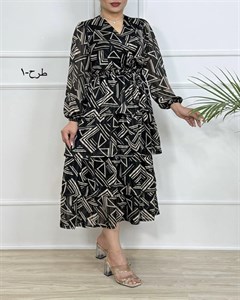 پیراهن الارا کد 094 ( حریر طرحدار طبقه‌ای )