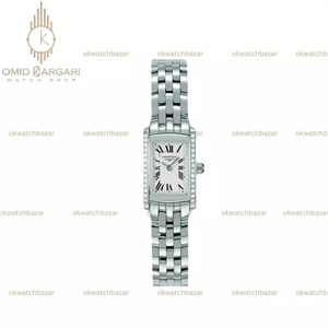 ساعت مچی لونژین بند سیلور قاب نگین‌دار صفحه سفید Longines