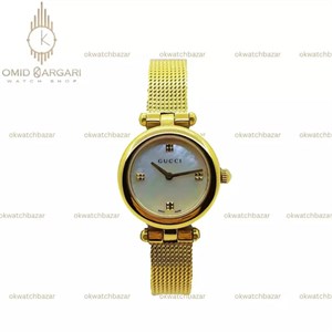 ساعت مچی گوچی صفحه صدف بند طلایی Gucci