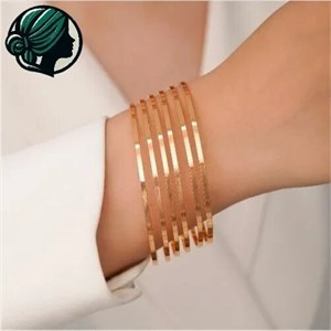 النگو زنانه آیینه ای ضمانت رنگ ضخامت 3 میل آبکاری طلایی