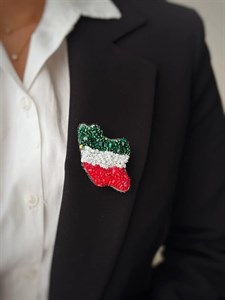 سنجاق سینه دستساز نقشه ایران مدل پرچم