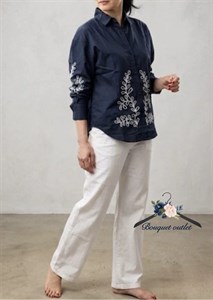 شومیز سورمه ای گلدوزی اورسایز ZARA
