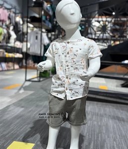شومیز شلوارک پسرانه ایندیگو مدل باغ وحش