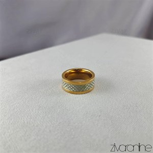 انگشتر رینگ ساده دورنگ رزگلد طوسی 30277