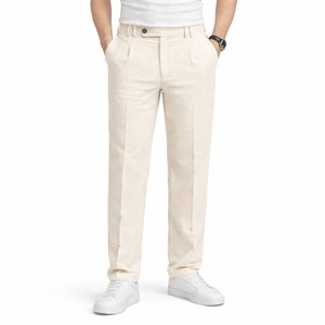 شلوار پارچه ای ریلکس پشت کش zara - کرم روشن
