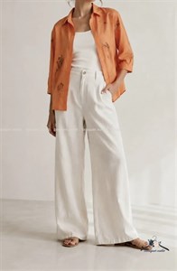 شومیز نارنجی گلدوزی Bershka