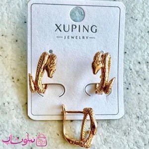 گوشواره زنانه ژوپینگ طلایی طرح مار کد 290