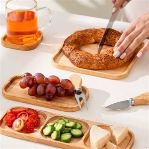 مزه خوری مستطیل سه خانه چوبی