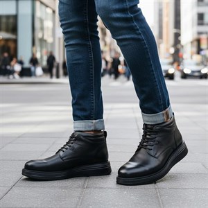 نیم بوت مردانه چرم شمس مدل s8 کد 01