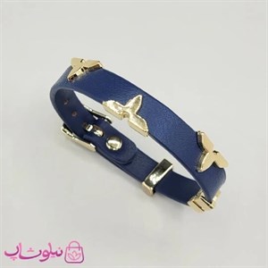 دستبند زنانه لویی ویتون مدل چرم استیل سرمه ای کد 500