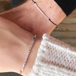 دستبند کد مورس نقره ایتالیایی اسم و حرف 