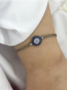 دستبند نقره چشم نظر زنانه مدل ستایش 