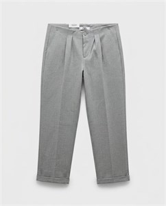 شلوار پارچه ای راسته کمربندی ZARA - طوسی روشن