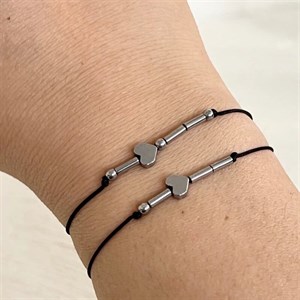 دستبند مورس حدید حروف اول اسم کاپلی با قلب