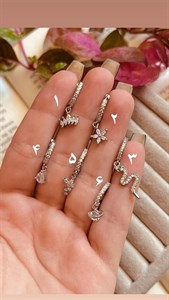 پیرسینگ گوش حلقه‌ای آویز نگینی ml