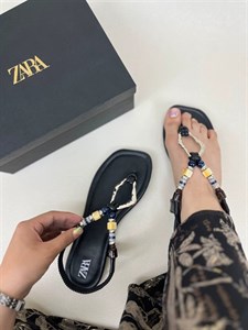 صندل زنانه ساحلی زارا مهره ای انگشتی ZARA کد : 1494