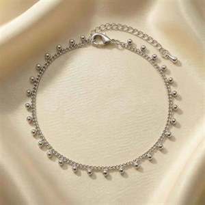 پابند طرح کارتیه ظریف با آویز گوی نقره ای 