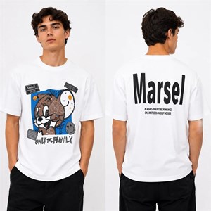 تیشرت بلند مردانه کبریتی سفید طرح جری (Marsel) وارداتی