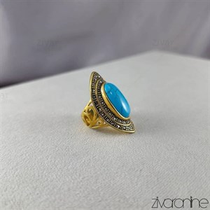 انگشتر زنانه طلاروس نگین فیروزه ای 30306