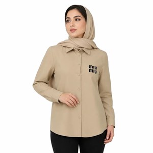 مانتو نخی زنانه طرح MIUMIU یقه انگلیسی نسکافه ای وارداتی