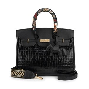 کیف چرم HERMES وارداتی کروکو مشکی، هرمس