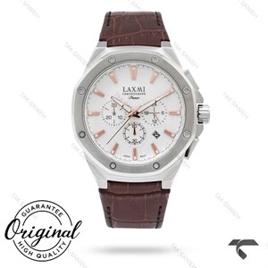 ساعت مردانه لاکسمی 8133-3 سه موتوره سیلور بند چرم قهوه ای Laxmi-9157-G