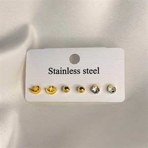پک گوشواره استیل طلایی کد 06