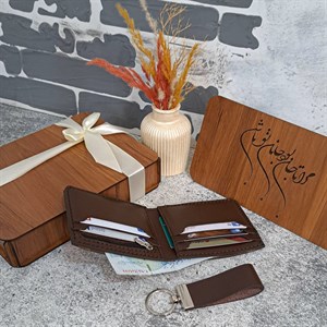 کیف پول چرم جیبی مردانه مدل 2لت قهوه ای ساده